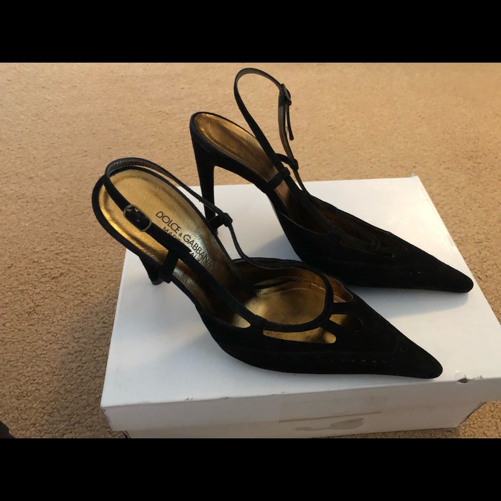 Dolce and gabbana black suede kitten heel - Picture 1 of 1